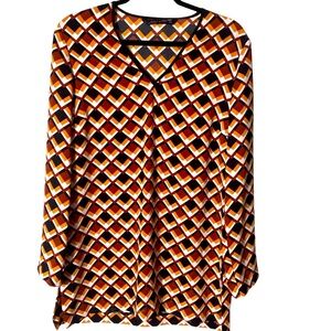 Zara Woman Geometric Print Blouse Retro look